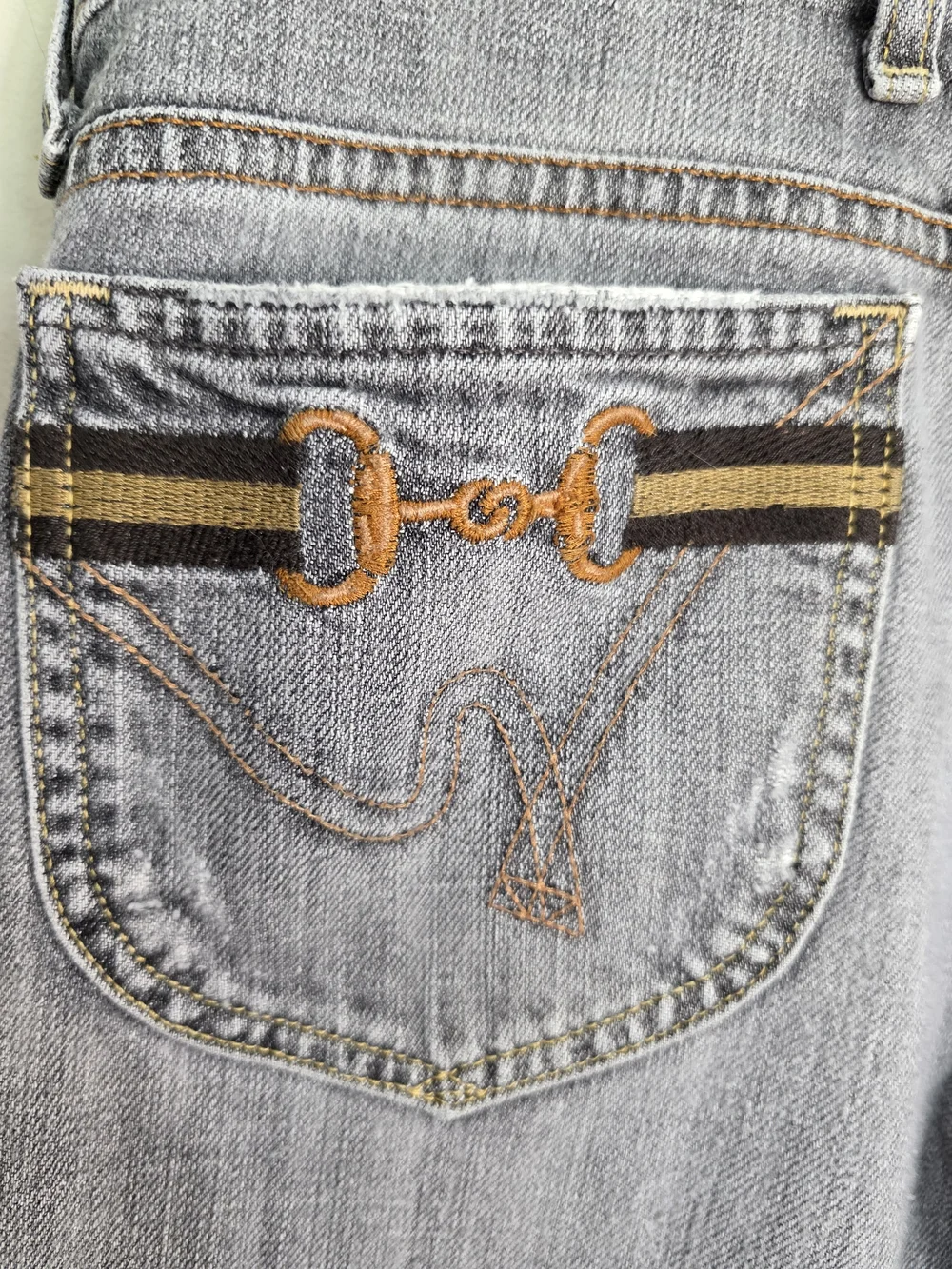 Vinyage Citizens of Humanity Gray Bootcut Jeans with Horse Bit Pocket Detail